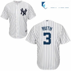 Youth Majestic New York Yankees 3 Babe Ruth Replica White Home MLB Jersey