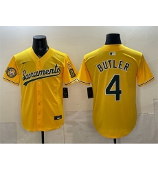 Men Oakland Athletics 4 Lawrence Butler 2026 Yellow Alternate Sacramento Celebrating 125 Years Vapor Limited Stitched Baseball Jersey Men Oakland Athletics 4 Lawrence Butler 2026 Yellow Alternate Sacramento Celebrating 125 Years Vapor Limited Stitched Baseball Jersey