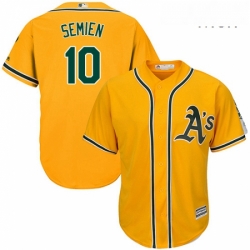 Mens Majestic Oakland Athletics 10 Marcus Semien Replica Gold Alternate 2 Cool Base MLB Jersey