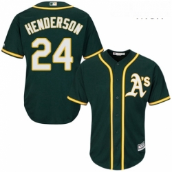 Mens Majestic Oakland Athletics 24 Rickey Henderson Replica Green Alternate 1 Cool Base MLB Jersey