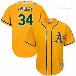 Mens Majestic Oakland Athletics 34 Rollie Fingers Replica Gold Alternate 2 Cool Base MLB Jersey