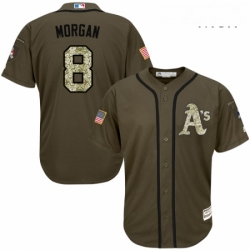 Mens Majestic Oakland Athletics 8 Joe Morgan Authentic Green Salute to Service MLB Jersey