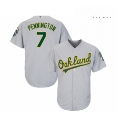 Mens Oakland Athletics 7 Cliff Pennington Replica Grey Road Cool Base Baseball Jersey 