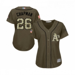 Womens Oakland Athletics 26 Matt Chapman Authentic Green Salute to Service Baseball Jersey 