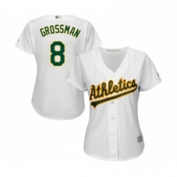 Womens Oakland Athletics 8 Robbie Grossman Replica White Home Cool Base Baseball Jersey 