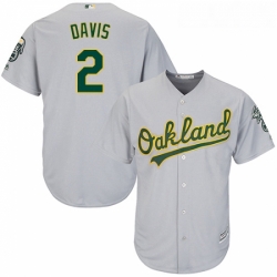 Youth Majestic Oakland Athletics 2 Khris Davis Authentic Grey Road Cool Base MLB Jersey 