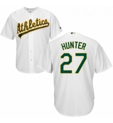 Youth Majestic Oakland Athletics 27 Catfish Hunter Authentic White Home Cool Base MLB Jersey