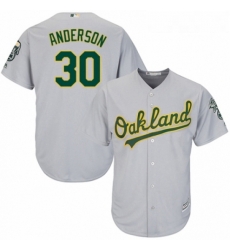 Youth Majestic Oakland Athletics 30 Brett Anderson Replica Grey Road Cool Base MLB Jersey 