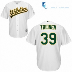 Youth Majestic Oakland Athletics 39 Blake Treinen Authentic White Home Cool Base MLB Jersey 