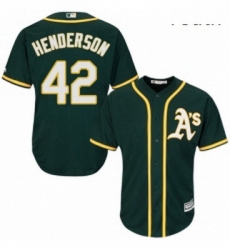 Youth Majestic Oakland Athletics 42 Dave Henderson Replica Green Alternate 1 Cool Base MLB Jersey