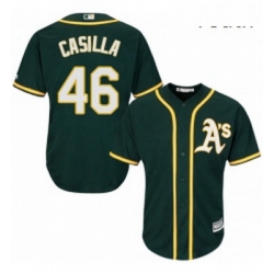 Youth Majestic Oakland Athletics 46 Santiago Casilla Authentic Green Alternate 1 Cool Base MLB Jersey