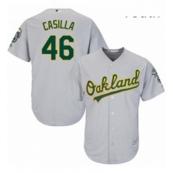 Youth Majestic Oakland Athletics 46 Santiago Casilla Authentic Grey Road Cool Base MLB Jersey