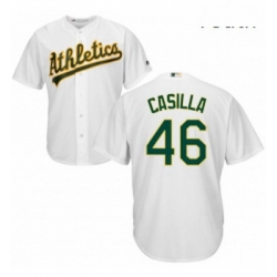 Youth Majestic Oakland Athletics 46 Santiago Casilla Authentic White Home Cool Base MLB Jersey