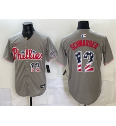 Men Philadelphia Phillies 12 Kyle Schwarber Grey USA 250 Fourth of July Home Stitched Baseball Jersey Men Philadelphia Phillies 12 Kyle Schwarber Grey USA 250 Fourth of July Home Stitched Baseball Jersey