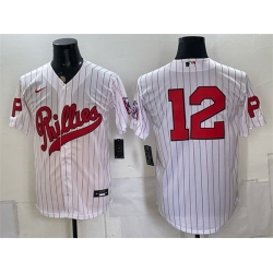Men Philadelphia Phillies  12 Kyle Schwarber White 2026 Field of Dreams Stadium Stitched Baseball Jersey
