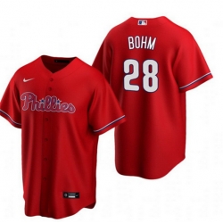 Men Philadelphia Phillies 28 Alec Bohm Red Alternate stitch Jersey