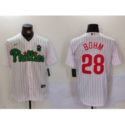 Men Philadelphia Phillies 28 White Green Cool Base Stitched Jersey