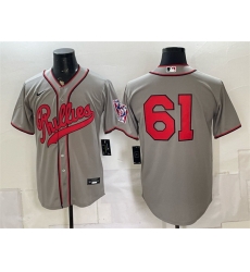 Men Philadelphia Phillies 61 Cristopher Sanchez Gray 2026 Field of Dreams Stadium Stitched Baseball Jersey Men Philadelphia Phillies 61 Cristopher Sanchez Gray 2026 Field of Dreams Stadium Stitched Baseball Jersey