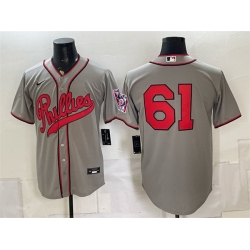 Men Philadelphia Phillies  61 Cristopher Sanchez Gray 2026 Field of Dreams Stadium Stitched Baseball Jersey