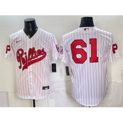 Men Philadelphia Phillies  61 Cristopher Sanchez White 2026 Field of Dreams Stadium Stitched Baseball Jersey