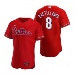 Men Philadelphia Phillies 8 Nick Castellanos Red Flex Base Stitched Baseball jersey