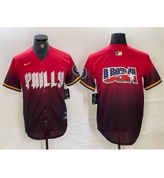 Men Philadelphia Phillies Red Team Big Logo 2024 City Connect Limited Stitched Baseball Jersey