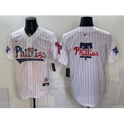 Men Philadelphia Phillies Team Big Logo White 2026 All Star   USA 250 Fourth of July Home Stitched Baseball Jersey