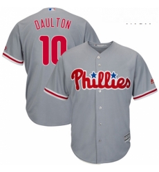 Mens Majestic Philadelphia Phillies 10 Darren Daulton Replica Grey Road Cool Base MLB Jersey