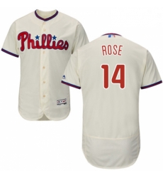 Mens Majestic Philadelphia Phillies 14 Pete Rose Cream Alternate Flex Base Authentic Collection MLB Jersey 