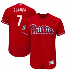 Mens Majestic Philadelphia Phillies 7 Maikel Franco Scarlet 2017 Spring Training Authentic Flex Base Jersey