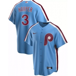 Men's Philadelphia Phillies #3 Bryce Harper Blue Stitched MLB Jersey