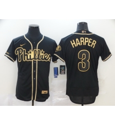 Phillies 3 Bryce Harper Black Gold 2020 Nike Cool Base Jersey