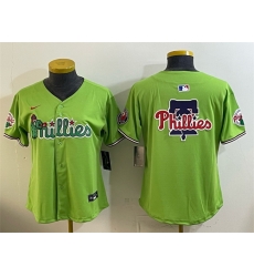 Women Philadelphia Phillies Team Big Logo Light Green Phanatic Limited Stitched Jersey
