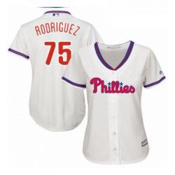 Womens Majestic Philadelphia Phillies 75 Francisco Rodriguez Replica Cream Alternate Cool Base MLB Jersey 