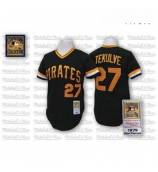 Mens Mitchell and Ness Pittsburgh Pirates 27 Kent Tekulve Authentic Black Throwback MLB Jersey