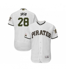 Mens Pittsburgh Pirates 28 John Jaso White Alternate Authentic Collection Flex Base Baseball Jersey