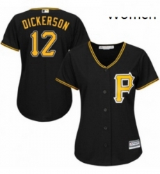 Womens Majestic Pittsburgh Pirates 12 Corey Dickerson Replica Black Alternate Cool Base MLB Jersey 