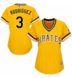 Womens Majestic Pittsburgh Pirates 3 Sean Rodriguez Authentic Gold Alternate Cool Base MLB Jersey 