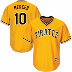 Youth Majestic Pittsburgh Pirates 10 Jordy Mercer Replica Gold Alternate Cool Base MLB Jersey 