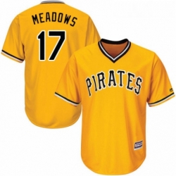 Youth Majestic Pittsburgh Pirates 17 Austin Meadows Authentic Gold Alternate Cool Base MLB Jersey 