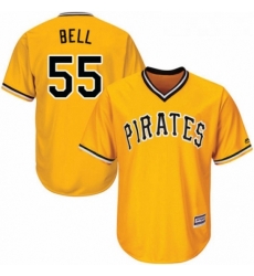 Youth Majestic Pittsburgh Pirates 55 Josh Bell Replica Gold Alternate Cool Base MLB Jersey 