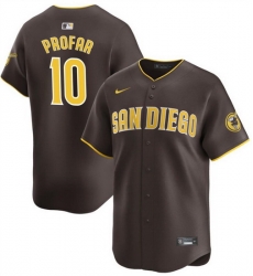 Men San Diego Padres 10 Jurickson Profar Brown 2024 Away Limited Stitched Baseball Jersey