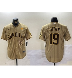 Men San Diego Padres  19 Tony Gwynn Tan Cool Base Stitched Baseball Jersey 5