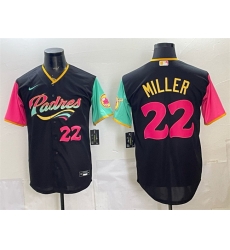 Men San Diego Padres 22 Mason Miller 2022 Black City Connect Cool Base Stitched Baseball Jersey Men San Diego Padres 22 Mason Miller 2022 Black City Connect Cool Base Stitched Baseball Jersey