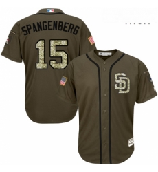 Mens Majestic San Diego Padres 15 Cory Spangenberg Authentic Green Salute to Service MLB Jersey