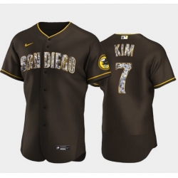 Men's San Diego Padres #7 Ha Seong Kim Diamond Edition Brown Jersey