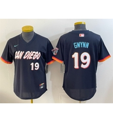 Women San Diego Padres 19 Tony Gwynn Obsidian 2026 City Connect Stadium Stitched Baseball Jersey Women San Diego Padres 19 Tony Gwynn Obsidian 2026 City Connect Stadium Stitched Baseball Jersey