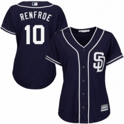 Womens Majestic San Diego Padres 10 Hunter Renfroe Authentic Navy Blue Alternate 1 Cool Base MLB Jersey 