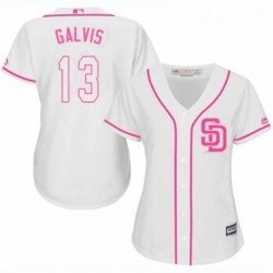 Womens Majestic San Diego Padres 13 Freddy Galvis Authentic White Fashion Cool Base MLB Jersey 