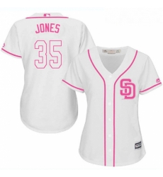 Womens Majestic San Diego Padres 35 Randy Jones Authentic White Fashion Cool Base MLB Jersey